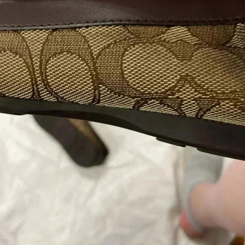 COACH WO SIZE 7.5 SLIP ON LOAFER SHOES BROWN GOLD COACH ACCENT GOOD CONDITION - Picture 12 of 14